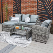 Rosen 5 Seater Rattan Garden Furniture Set In Grey