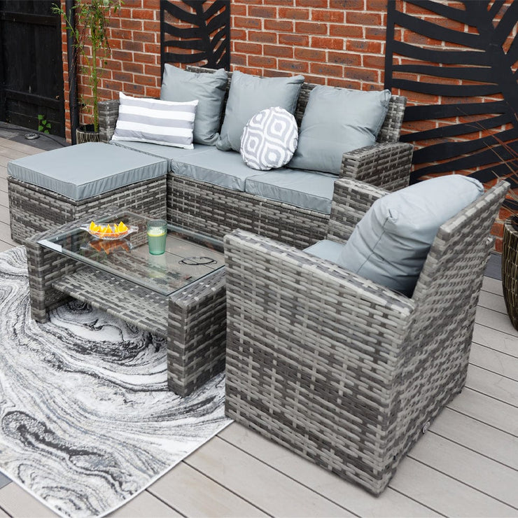 Rosen 5 Seater Rattan Garden Furniture Set In Grey