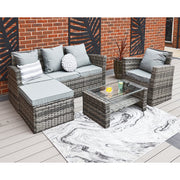 Rosen 5 Seater Rattan Garden Furniture Set In Grey