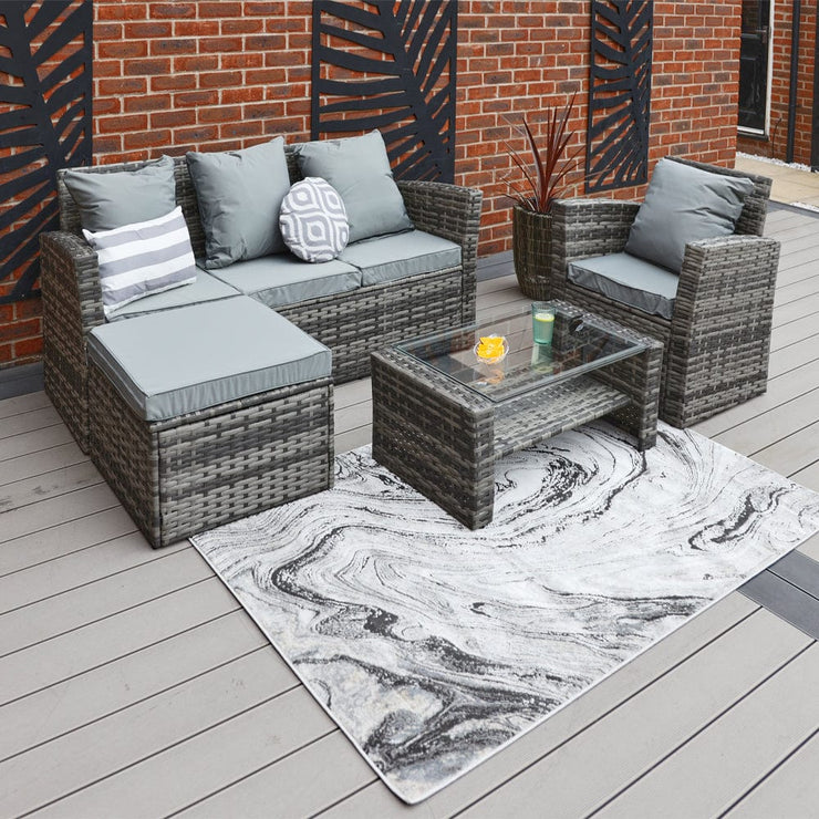 Rosen 5 Seater Rattan Garden Furniture Set In Grey