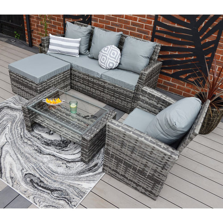 Rosen 5 Seater Rattan Garden Furniture Set In Grey