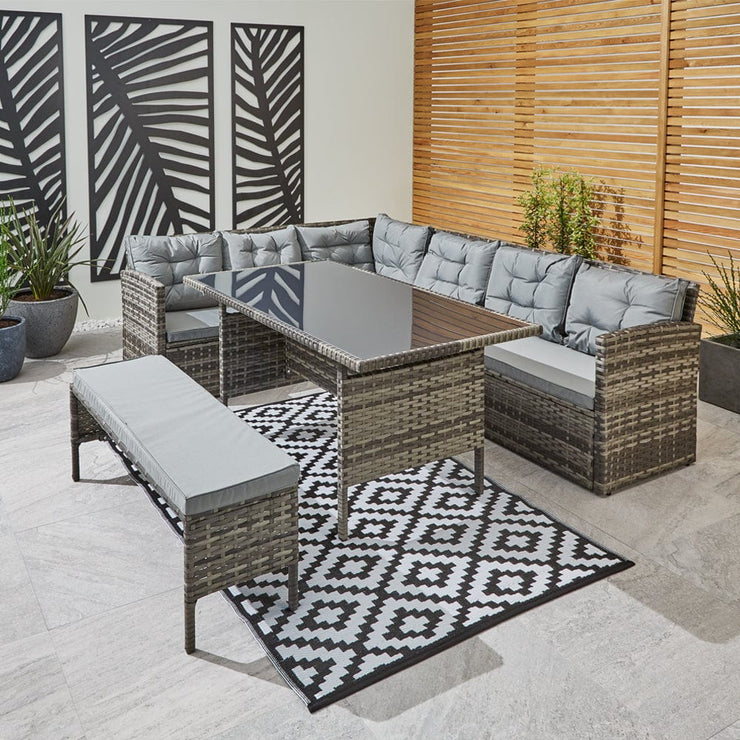 Rosen 8 Seater Grey Rattan Corner Garden Sofa Set