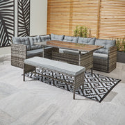 Rosen 8 Seater Grey Rattan Corner Garden Sofa Set