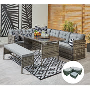 Rosen 8 Seater Grey Rattan Corner Garden Sofa Set