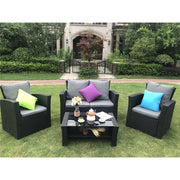 Rosen 4 Seater Rattan Garden Furniture Set In Black, Garden Furniture, Furniture Maxi, Furniture Maxi