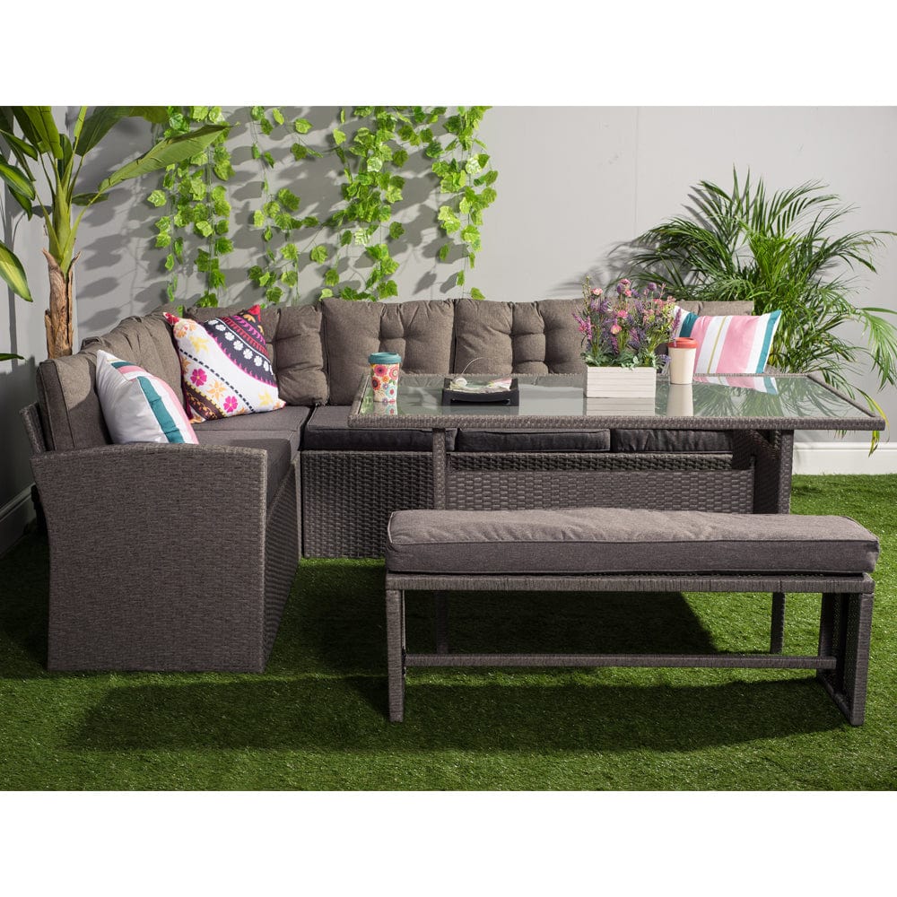 Rosen Dark Grey 8 Seater Rattan Corner Garden Sofa Set, Garden Furniture, Furniture Maxi, Furniture Maxi