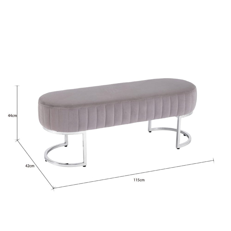 Russell Velvet Bench with Chroming Legs