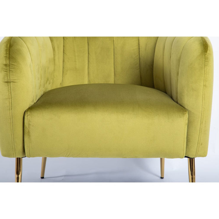 Russell Velvet Armchair In Moss Green