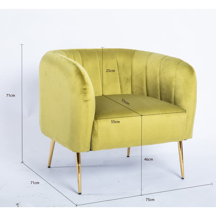 Russell Velvet Armchair In Moss Green