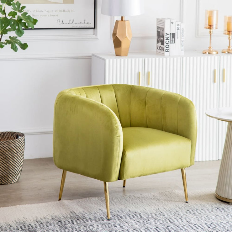 Russell Velvet Armchair In Moss Green