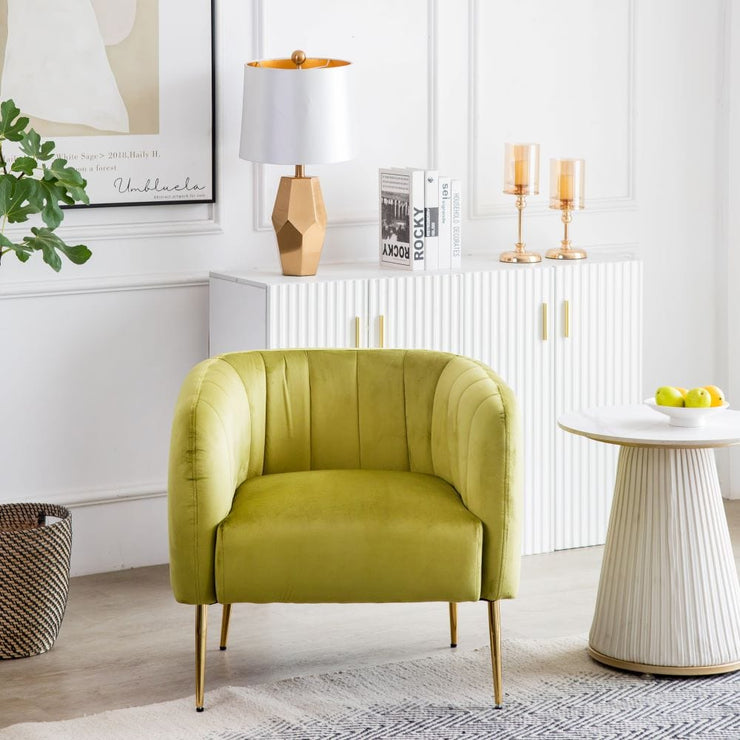 Russell Velvet Armchair In Moss Green