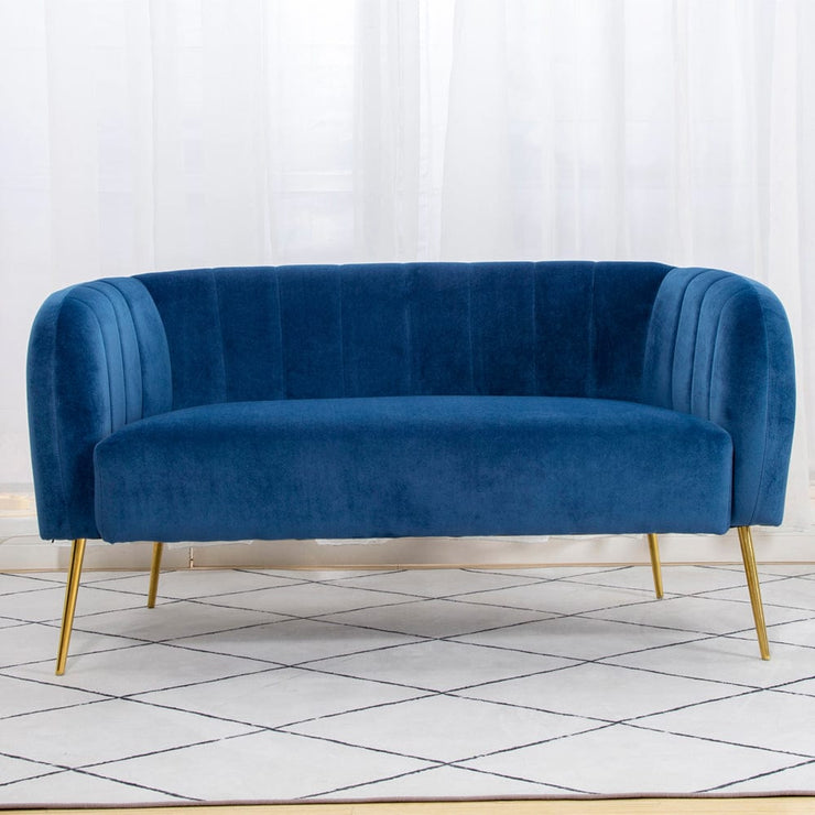 Russell Velvet Two Seater Sofa In Blue - Furniture Maxi