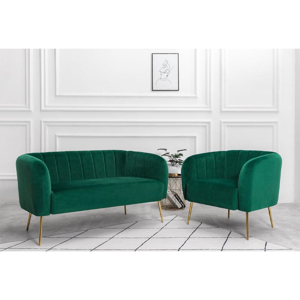 Russell Velvet Two Seater Sofa In Green - Furniture Maxi
