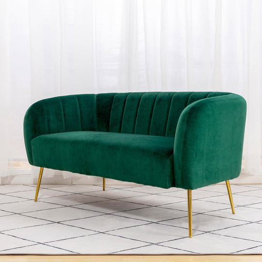 Russell Velvet Two Seater Sofa In Green