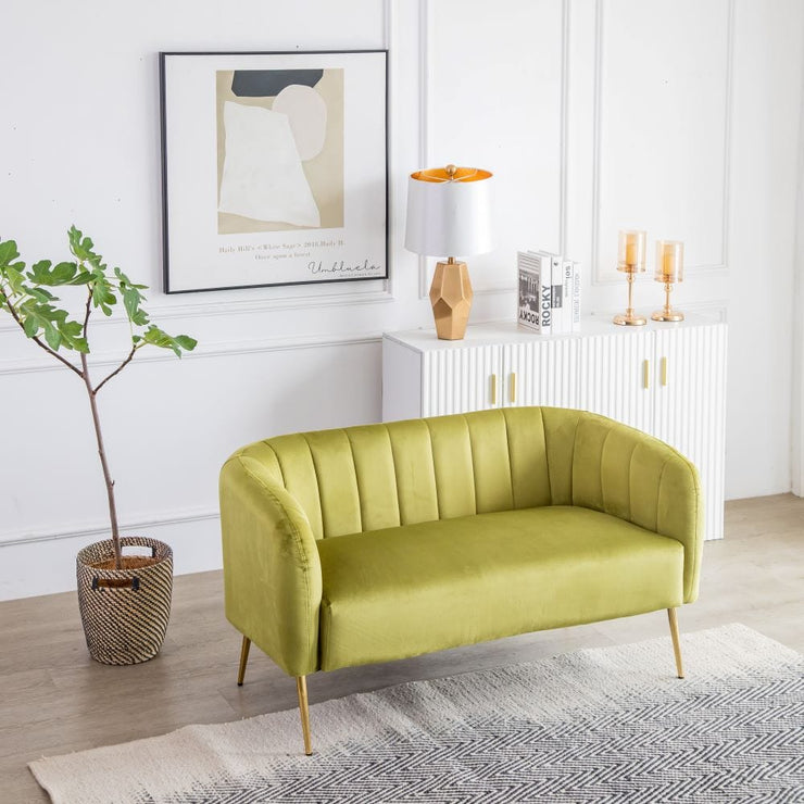 Russell Velvet Two Seater Sofa In Moss Green