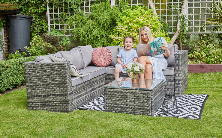 Vancouver 5 Seater Grey Rattan Corner Sofa Patio Set