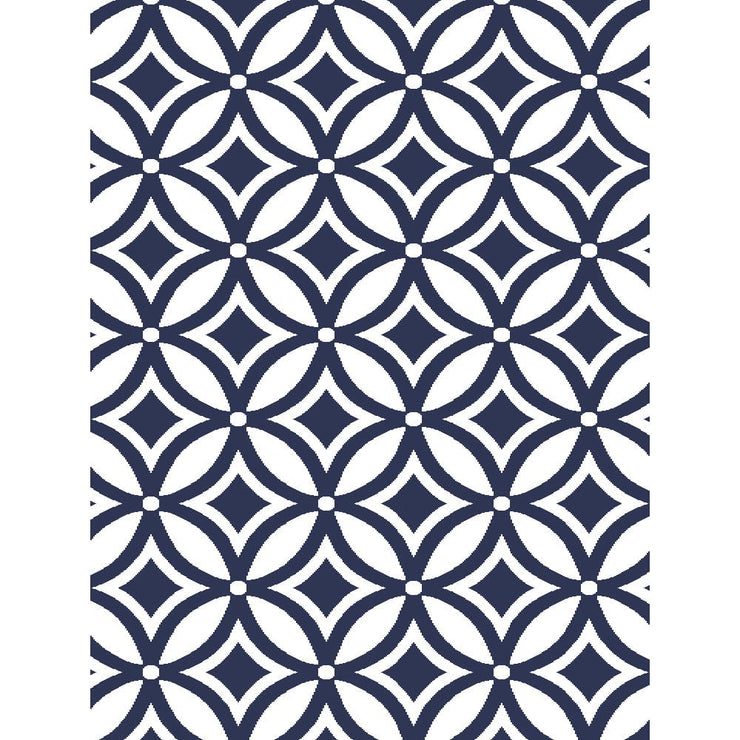 Summerfushion Outdoor Garden Waterproof Reversible Rug in Blue and White