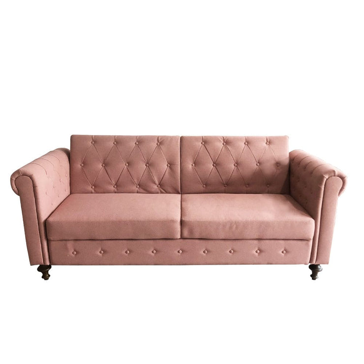 Toronto 3 Seater Chesterfield Style Fabric Sofa Bed In Pink