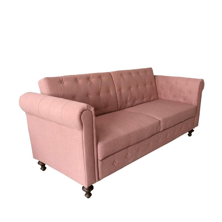 Toronto 3 Seater Chesterfield Style Fabric Sofa Bed In Pink
