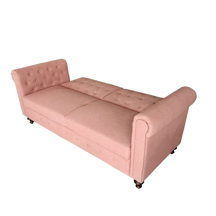 Toronto 3 Seater Chesterfield Style Fabric Sofa Bed In Pink