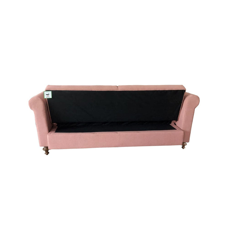 Toronto 3 Seater Chesterfield Style Fabric Sofa Bed In Pink