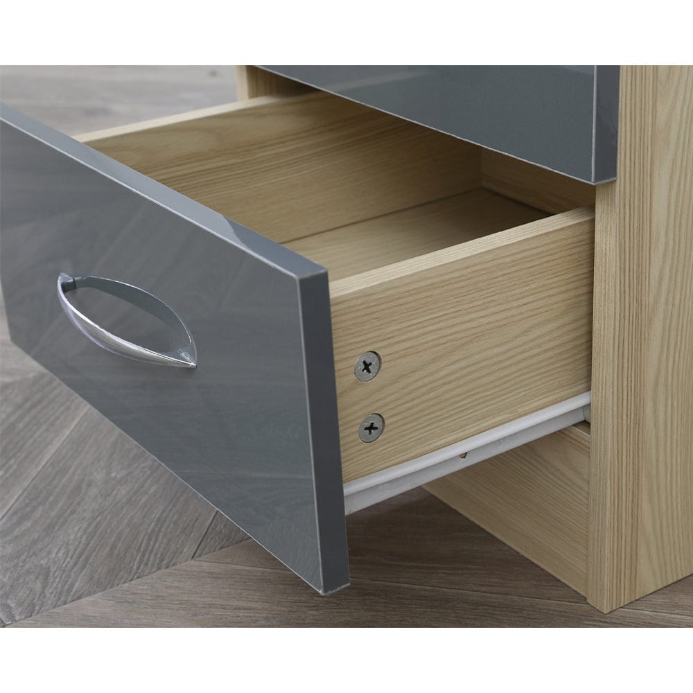 Set Of 2 Agata 2 Drawer Bedside Tables In Grey and Oak