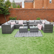 Vancouver 10 Seater Grey Rattan Corner Sofa Patio Set