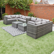 Vancouver 10 Seater Grey Rattan Corner Sofa Patio Set