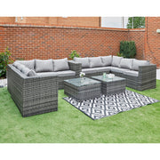 Vancouver 10 Seater Grey Rattan Corner Sofa Patio Set