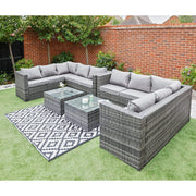 Vancouver 10 Seater Grey Rattan Corner Sofa Patio Set