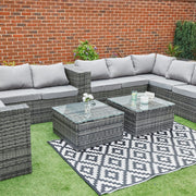 Vancouver 10 Seater Grey Rattan Corner Sofa Patio Set