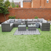 Vancouver 10 Seater Grey Rattan Corner Sofa Patio Set