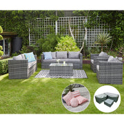 Vancouver 7 Seater Rattan Garden Sofa Set In Grey