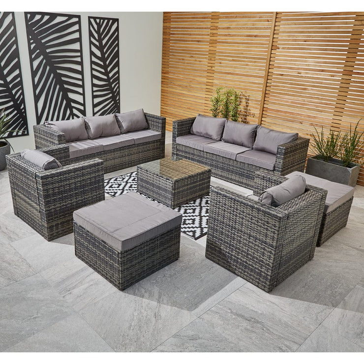 Vancouver 10 Seater Rattan Garden Set In Grey