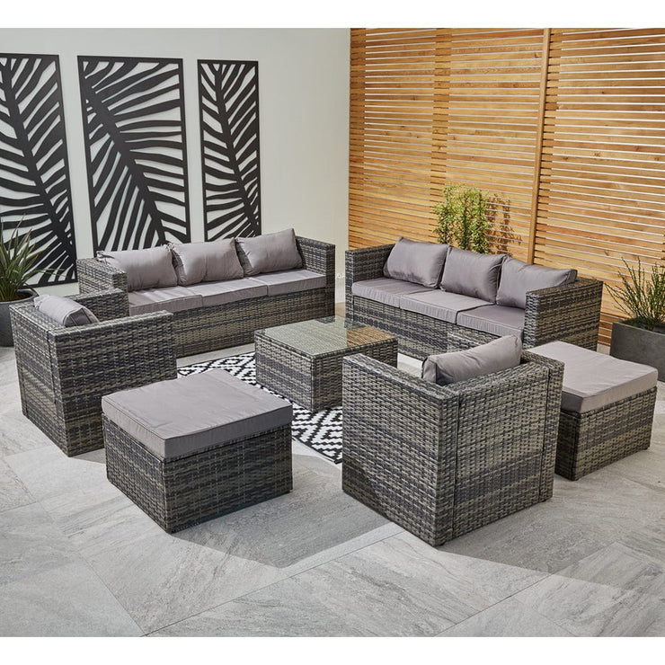 Vancouver 10 Seater Rattan Garden Set In Grey