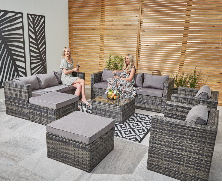 Vancouver 10 Seater Rattan Garden Set In Grey