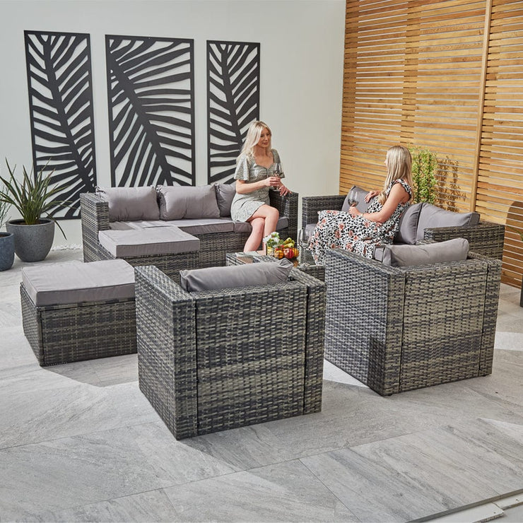 Vancouver 10 Seater Rattan Garden Set In Grey