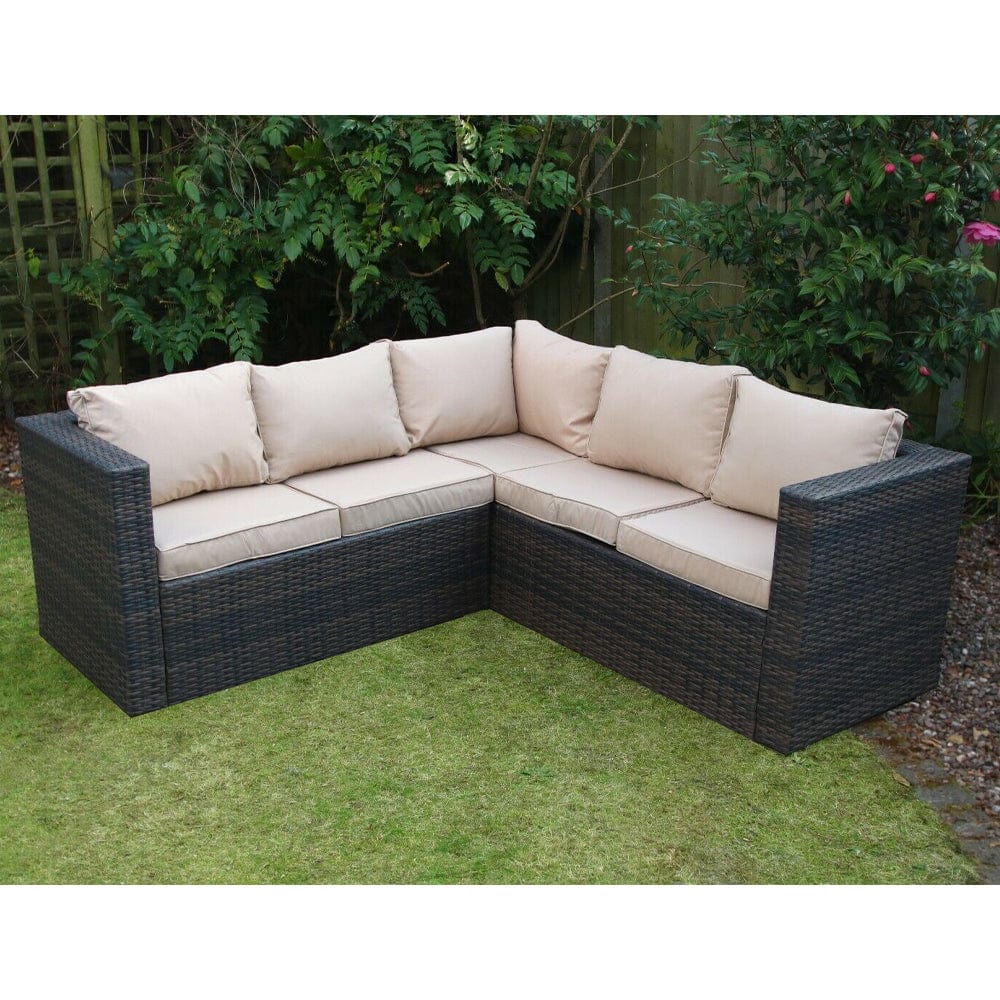 Vancouver 5 Seater Brown Rattan Corner Sofa Patio Set