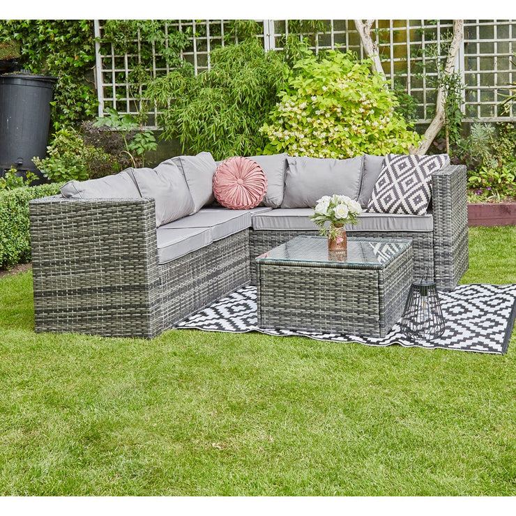 Vancouver 5 Seater Grey Rattan Corner Sofa Patio Set