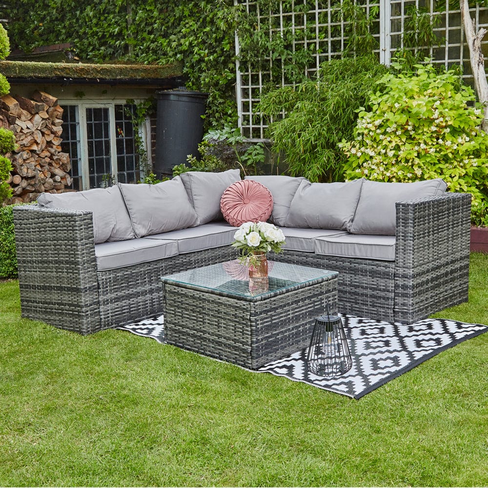 Vancouver Seater Grey Rattan Corner Sofa Patio Set