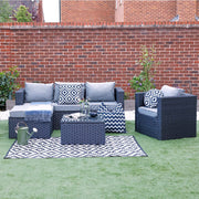 Vancouver 5 Seater Rattan Garden Furniture Set In Black