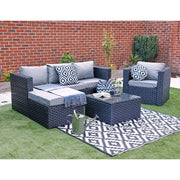 Vancouver 5 Seater Rattan Garden Furniture Set In Black