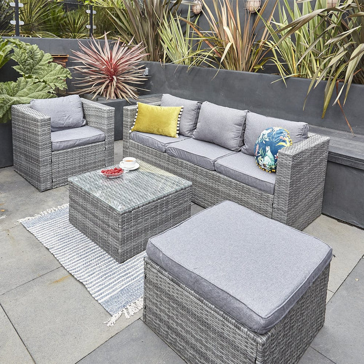 Vancouver 5 Seater Rattan Garden Furniture Set In Grey, Garden Furniture, Furniture Maxi, Furniture Maxi