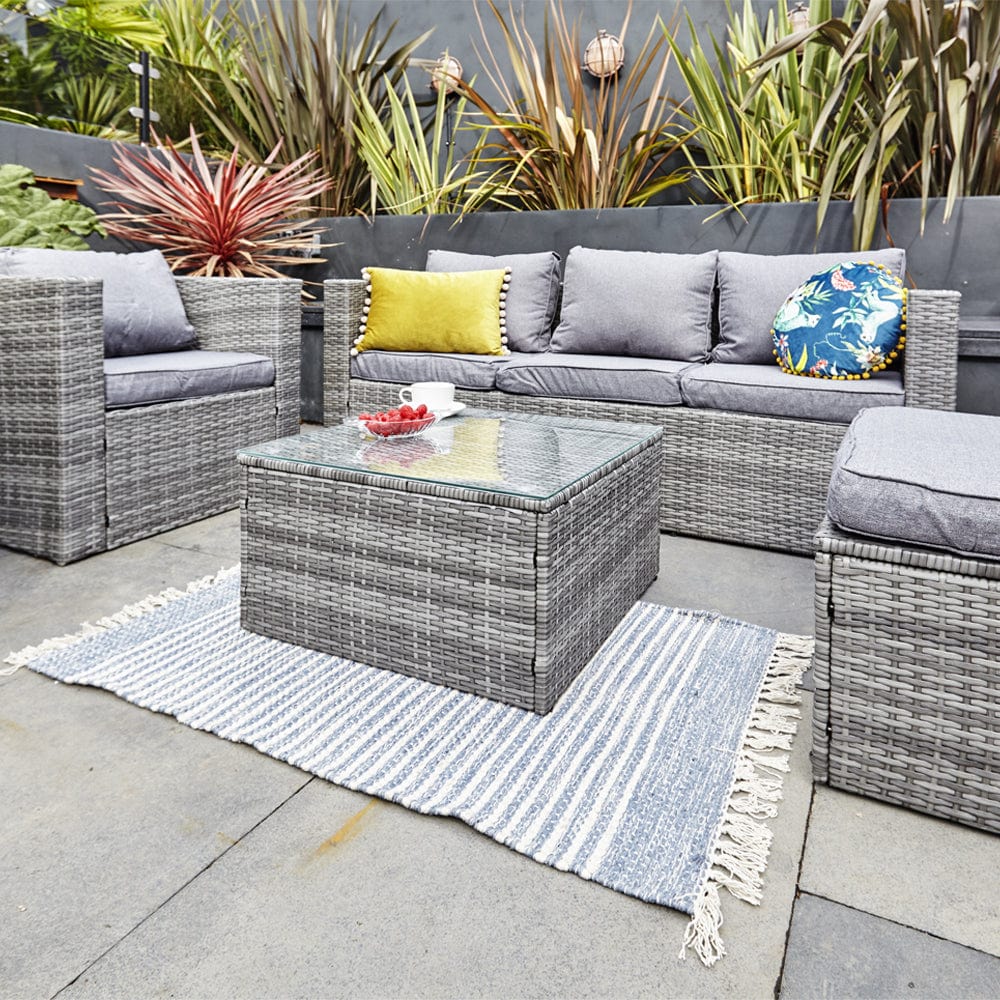 Vancouver 5 Seater Rattan Garden Furniture Set In Grey