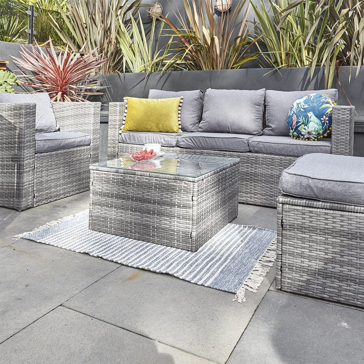Vancouver 5 Seater Rattan Garden Furniture Set In Grey