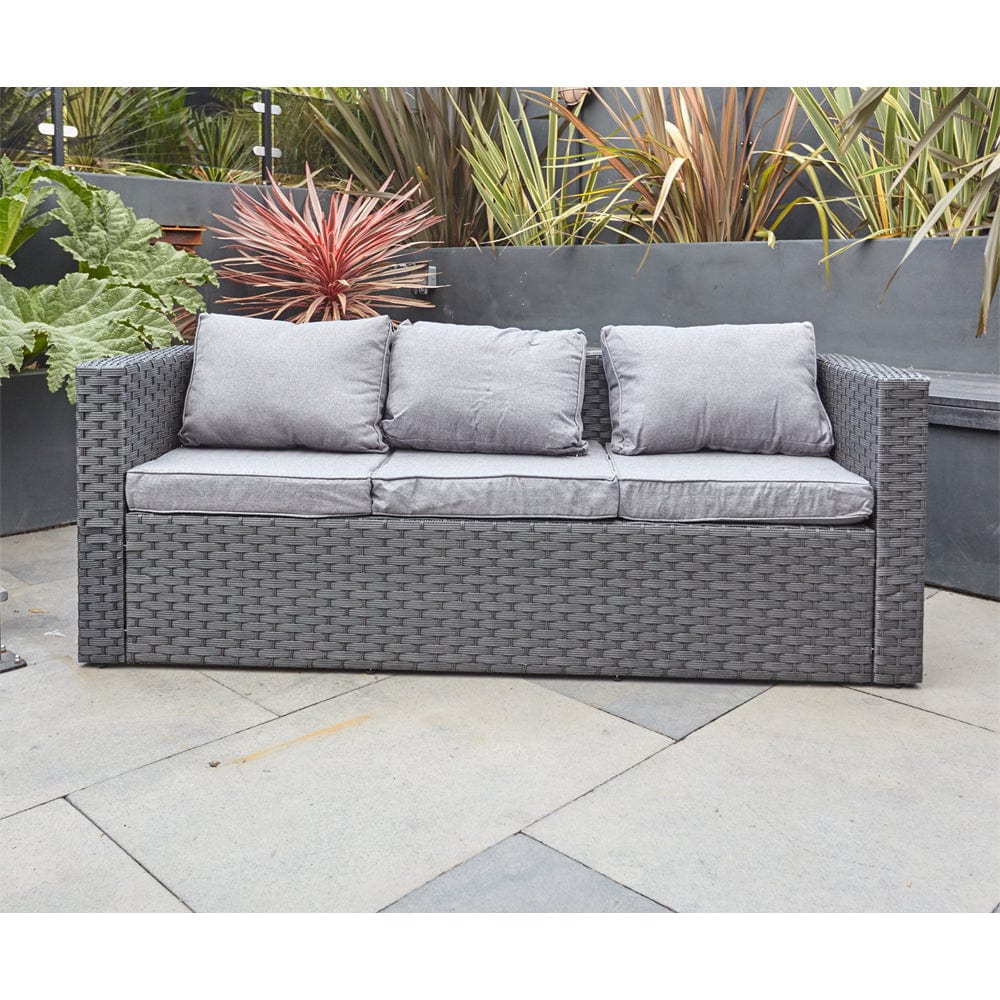 Vancouver 6 Seater Modular Rattan Sofa Set In Black