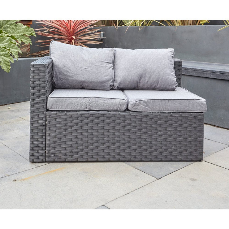 Vancouver 6 Seater Modular Rattan Sofa Set In Black