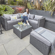 Vancouver 6 Seater Modular Rattan Sofa Set In Black