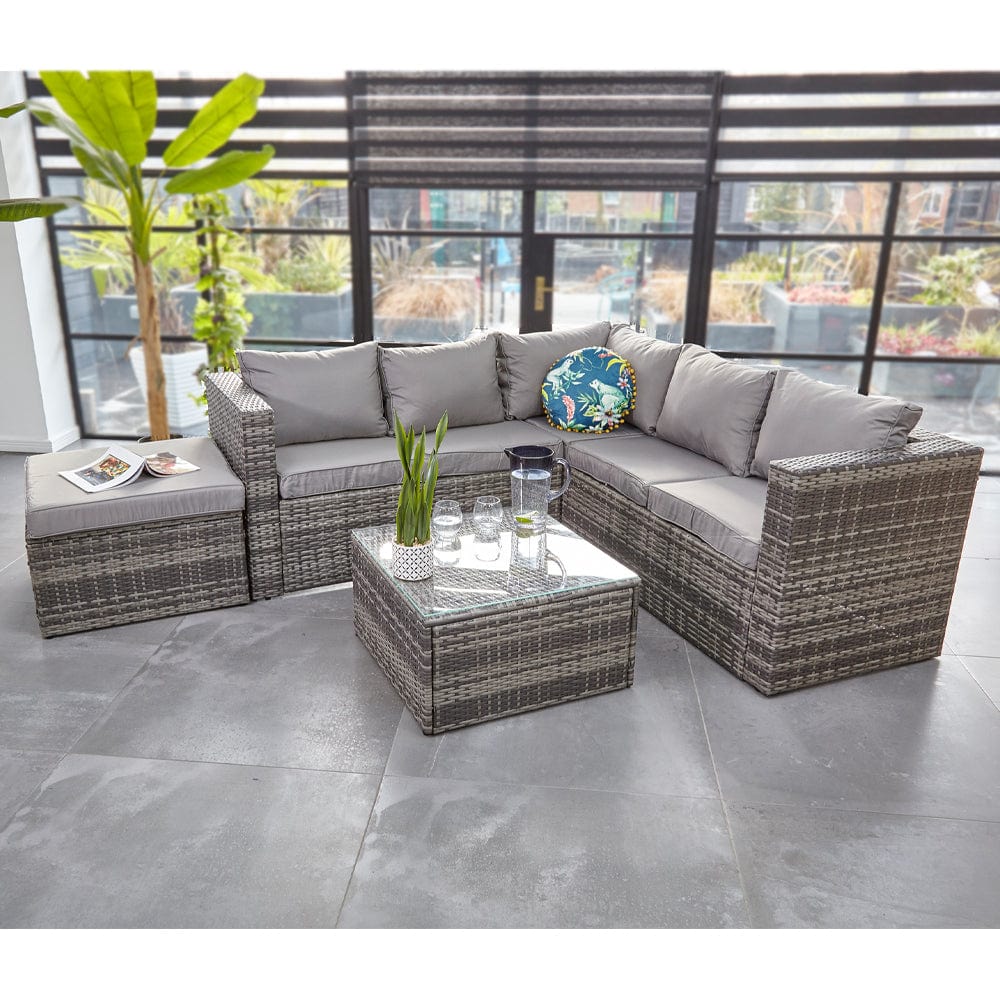 Vancouver 6 Seater Modular Rattan Sofa Set In Grey, Garden Furniture, Furniture Maxi, Furniture Maxi
