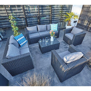 Vancouver 7 Seater Rattan Garden Sofa Set In Black, Garden Furniture, Furniture Maxi, Furniture Maxi